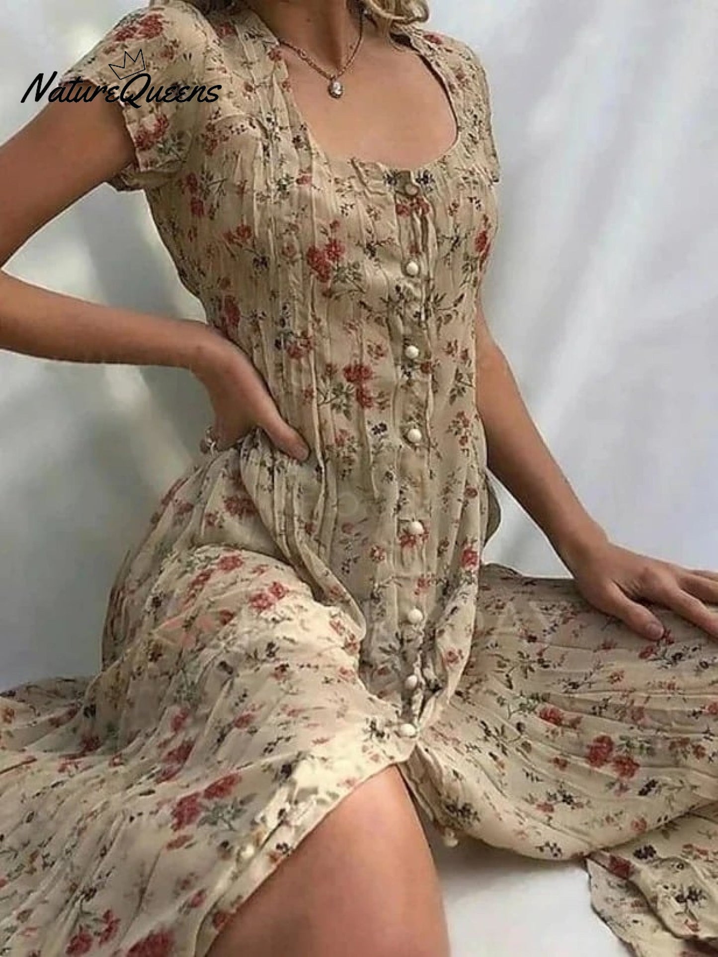 Women's Shift Dress Short Sleeve Floral Button Front Print Summer