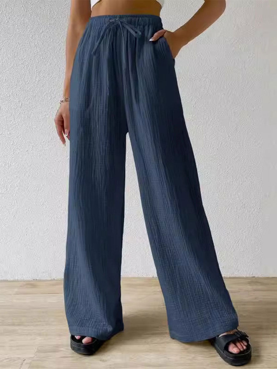 Women's Solid Color Loose Casual Wide Leg Pants