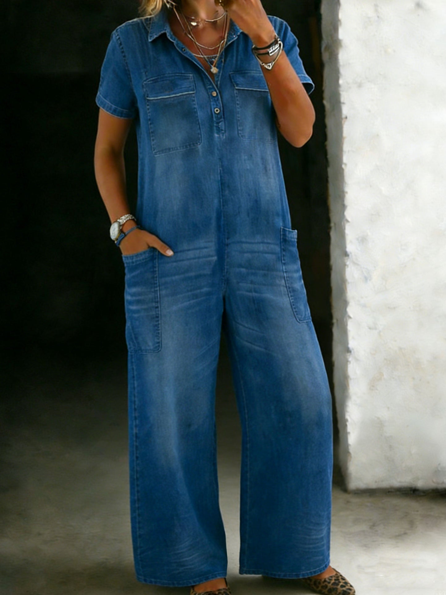 Women’s Cotton One Piece Denim Jumpsuit