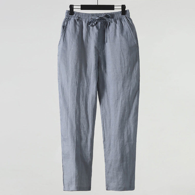 Men's Vintage Elastic Waist Pocket Casual Cotton Linen Pants