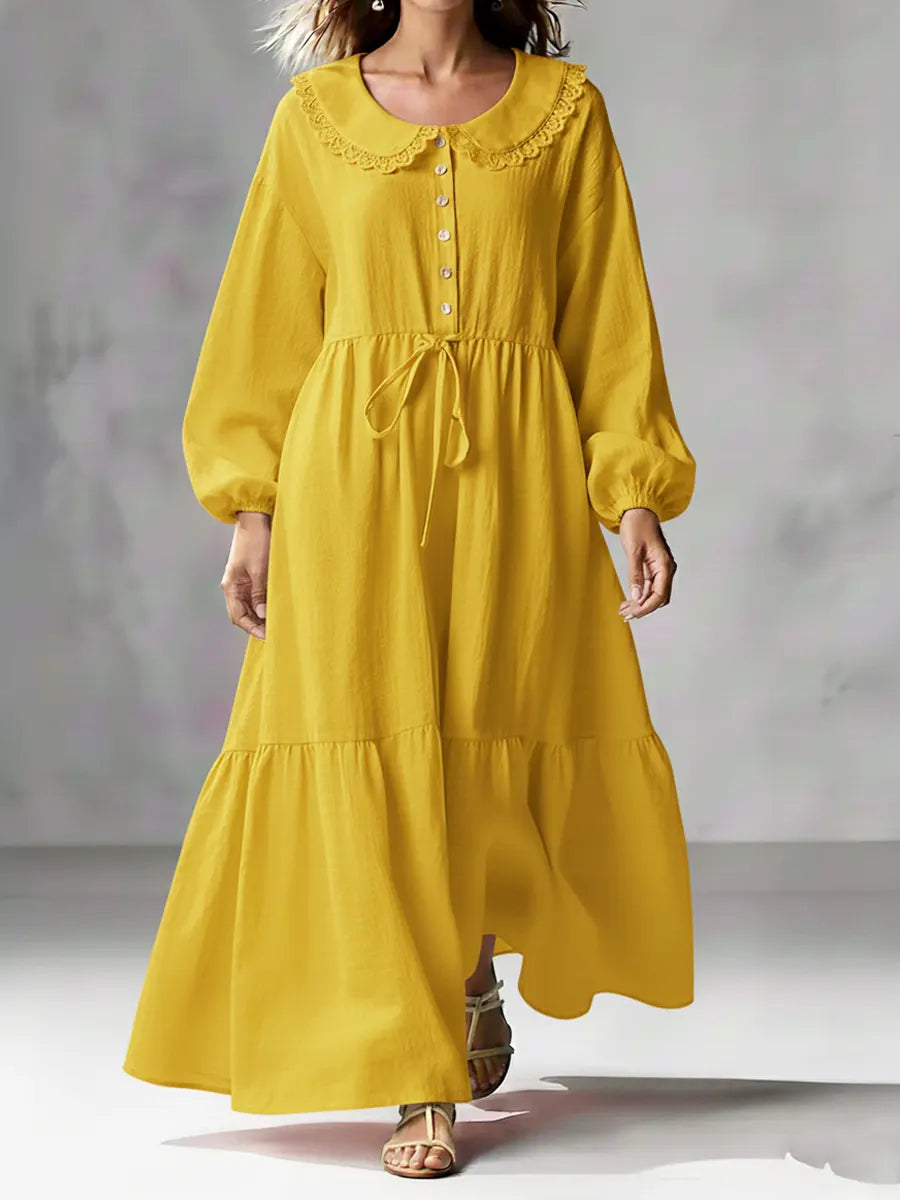 Women's Cozy Linen And Cotton Long-sleeved Dress