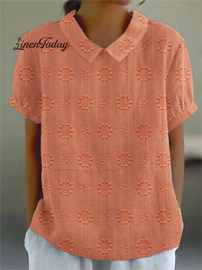Women's Casual Cotton And Linen Shirt