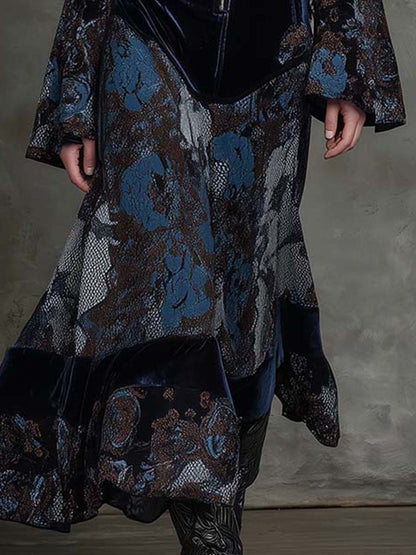 Snake-print Floral Velvet Maxi Dress