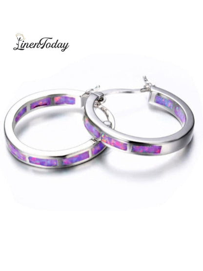 Fashion Opal Round Earrings Everyday Versatile