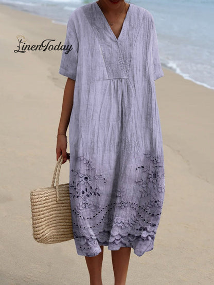 Women's Vintage Floral Pattern Art Print Flowy Dress