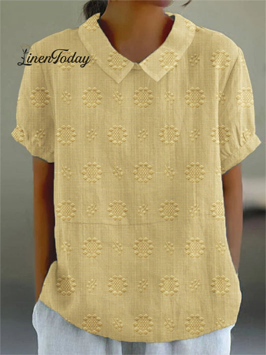 Women's Casual Cotton And Linen Shirt
