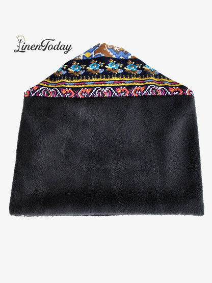 Retro Tribal Printed Cotton Fleece Dual Use Scarf Beanie Hat