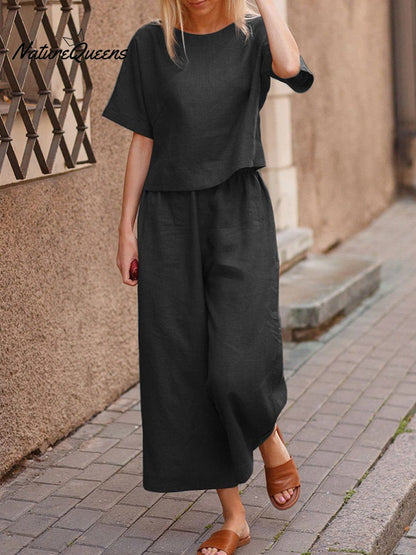 Women's Solid Color Short Sleeve Suit