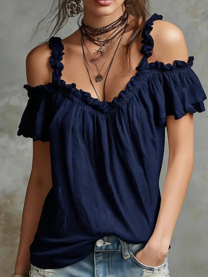 One-shoulder Strap Cotton And Linen Top
