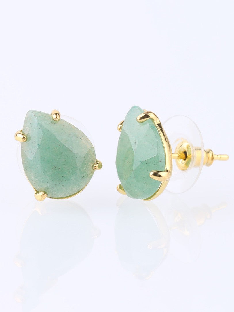 Women's Bohemian Natural Crystal Stone Cut Water Drop Earrings