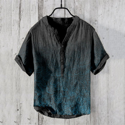 Vintage Waves Japanese Art Linen Blend Shirt