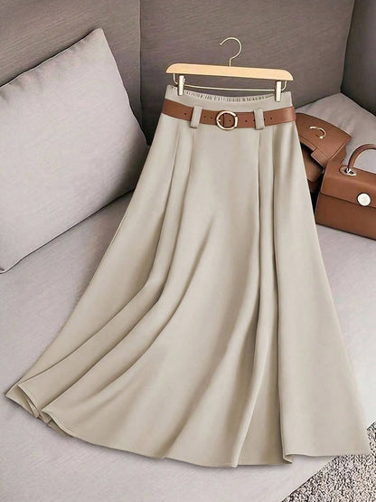 Women's Solid Color High Waist A-Line Casual Skirt