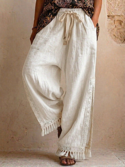 Women's Cotton And Linen Wide Leg Casual Pants