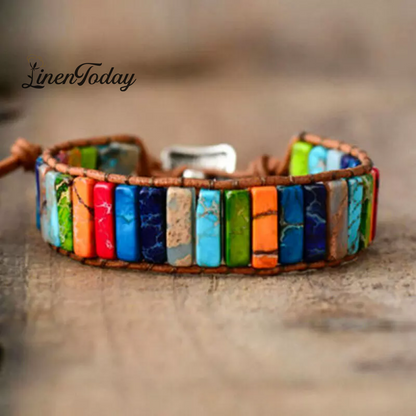 Sunflower Colorful Stone Beaded Wrap Bracelet
