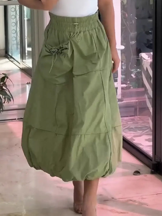 Women's Casual And Fashionable Elastic Waist Skirt