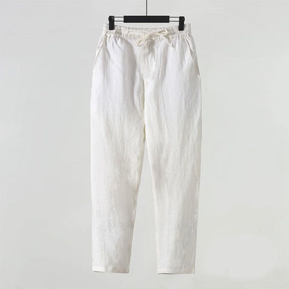Men's Vintage Elastic Waist Pocket Casual Cotton Linen Pants