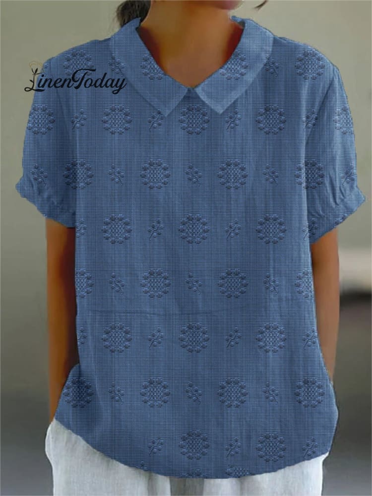 Women's Casual Cotton And Linen Shirt