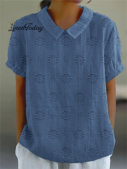 Women's Casual Cotton And Linen Shirt