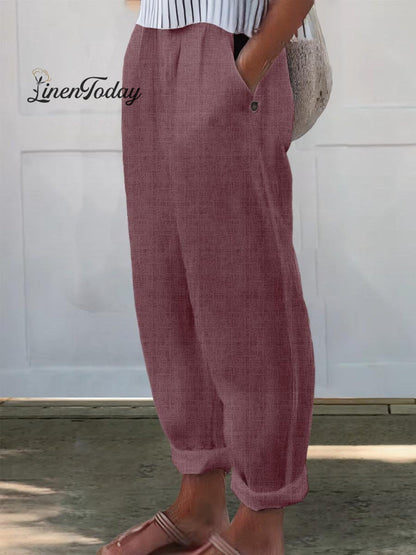 Women's Printed Cotton And Linen Casual Pants