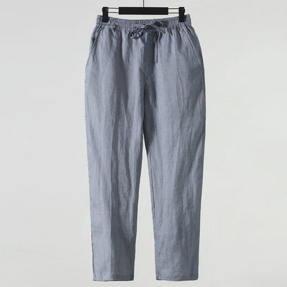 Men's Vintage Elastic Waist Pocket Casual Cotton Linen Pants