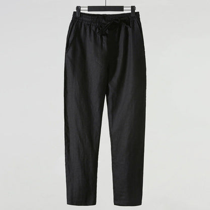 Men's Vintage Elastic Waist Pocket Casual Cotton Linen Pants
