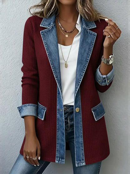 Knitted Patchwork Denim Casual Cotton Jacket