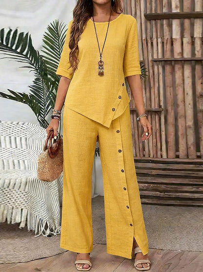 Casual And Cozy Minimalist Linen Two-piece Set