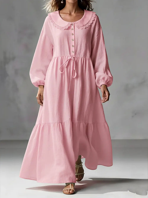 Women's Cozy Linen And Cotton Long-sleeved Dress