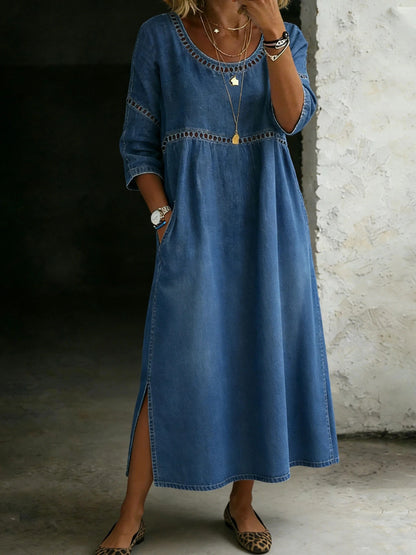 Women's Solid Color Casual Loose Denim Blouse Shirt
