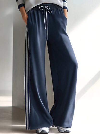 Casual Color-block Sweatshirt And Pants Two-piece Set