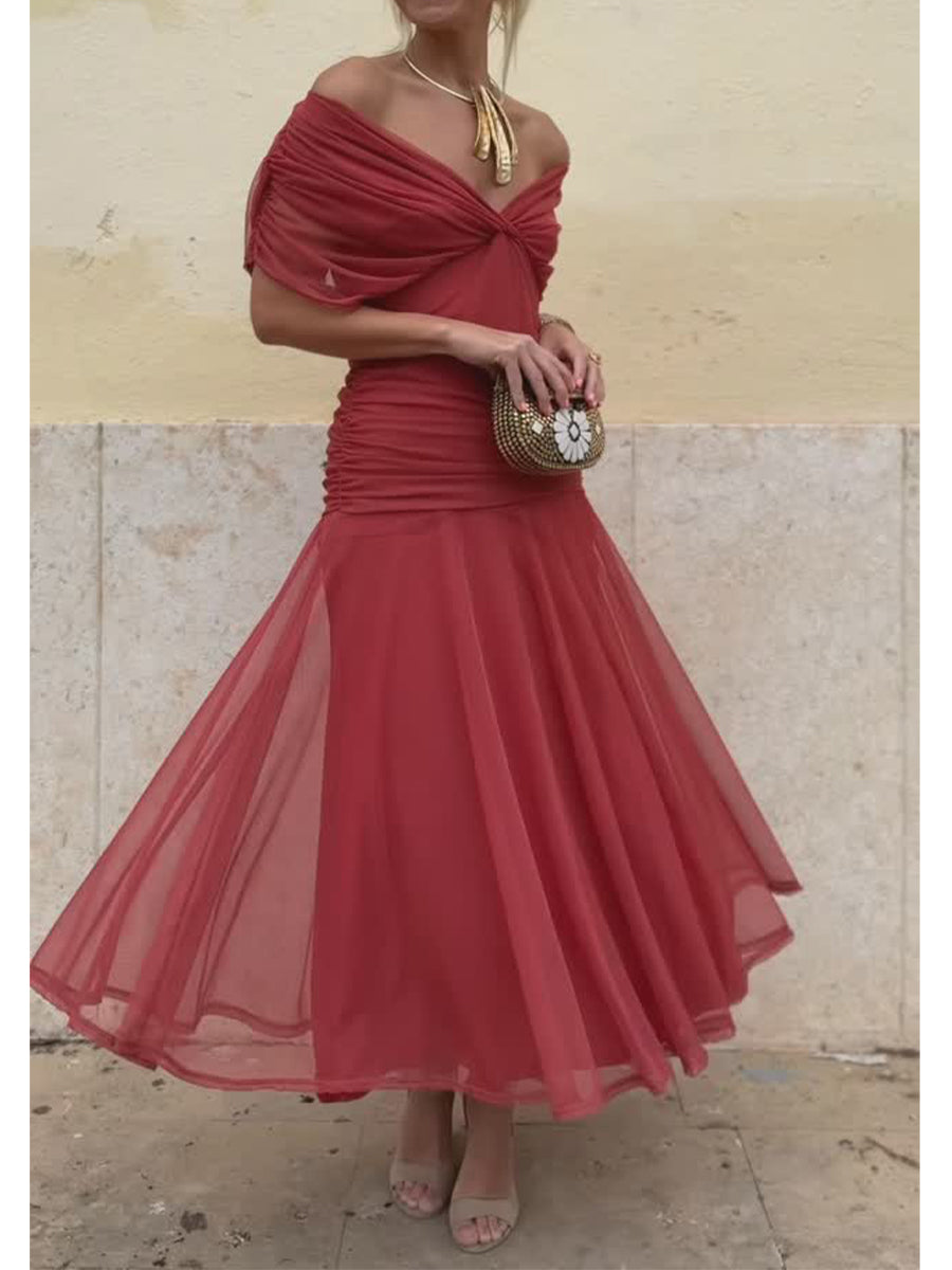 Women's Elegant Mesh Boutonniere Dress