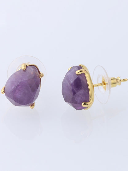 Women's Bohemian Natural Crystal Stone Cut Water Drop Earrings