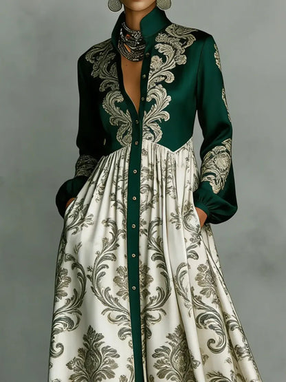 Women's Retro Ethnic Floral Art Elegant Romantic Casual Vacation Maxi Dress