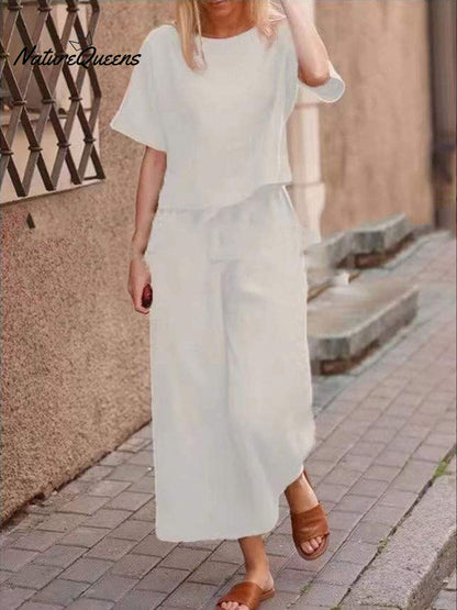Women's Solid Color Short Sleeve Suit