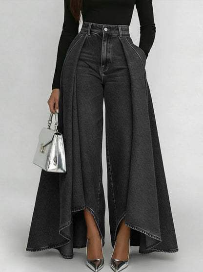 Women's High-waisted Casual Loose-fitting Wide-leg Jeans
