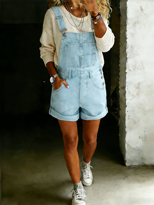 Women’s Casaul Cotton One Piece Denim Short Jumpsuit