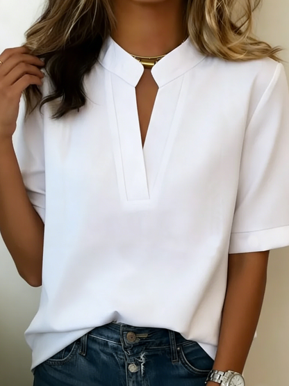 Minimalist Basic Loose Cotton And Linen Short-sleeved Shirt