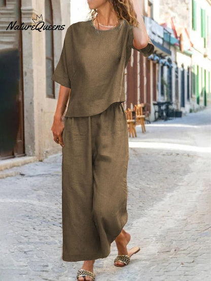 Women's Solid Color Short Sleeve Suit