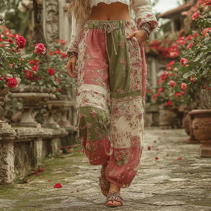 Women's Retro Floral Art Casual Pants