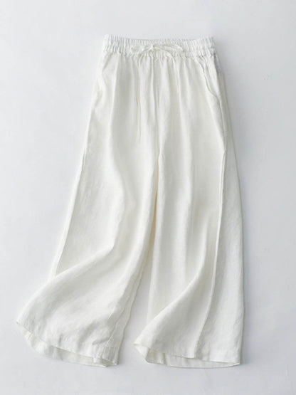 Women's Breathable Elastic Pocket Lazy Casual Cotton And Linen Loose Pants