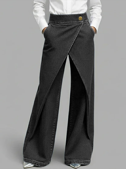 Women's High-waisted Casual Loose-fitting Wide-leg Jeans